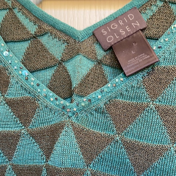 Sigrid Olsen vest with sequin trim Large - Picture 5 of 8